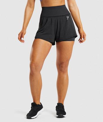 Szorty Damskie Gymshark Vital Seamless 2.0 2-in-1 Czarne | PL 2504VRW